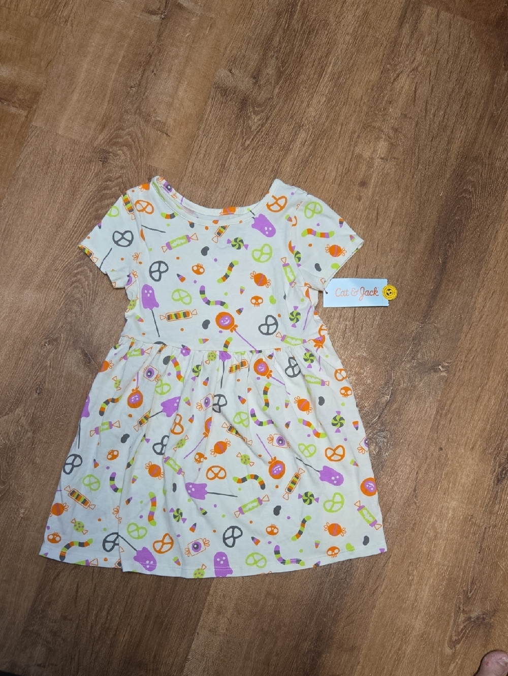 Nwt 4T Cat & Jack White Candy & Snack Print Short-Sleeve Dress